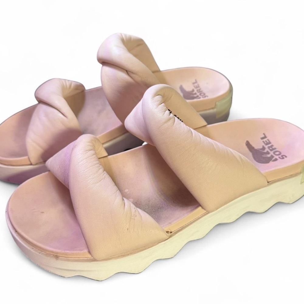Sorel Viibe Twist Slide Sandal Winter shoe Nova Sand Chalk Women 9.5